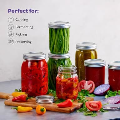Wide Mouth Mason Jars 16 oz [18 Pack] With Mason Jar Lids and Bands, Mason Jars 16 oz - For Canning, Fermenting, Pickling - Jar Décor - Microwave/Freeze/Dishwasher Safe. - Image 2