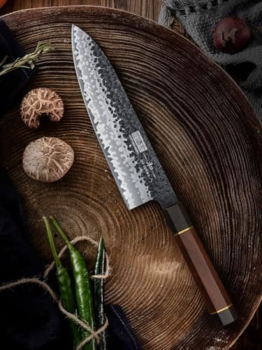 HOSHANHO 8 Inch Japanese Gyuto Chef Knife, 9 Layers 10Cr15CoMoV High Carbon Steel Kitchen Knife, Professional Hand Forged Cooking Knife with Ergonomic Rosewood Handle - Image 6