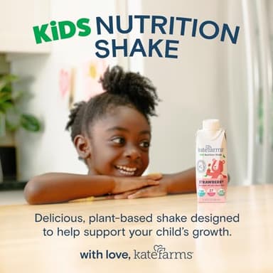 KATE FARMS Organic Kids Nutrition Shake,Strawberry, 8g of protein, 27 Vitamins and Minerals, Meal Replacement Drink, Protein Shake, Gluten Free, Non-GMO, 8.45 Fl oz (Pack of 12) - Image 5