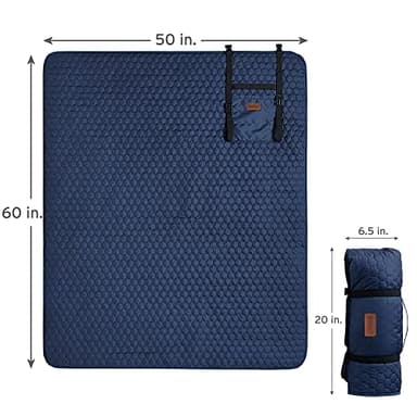 Friends Forever Large Travel Dog Bed Mat, Portable Pet Sleeping Pad with Carrying Strap, Couch Protector, Soft Quilted Cover Throw for Cold Weather, Machine Washable, 50" W x 60" L, GEO Navy/Grey - Image 5