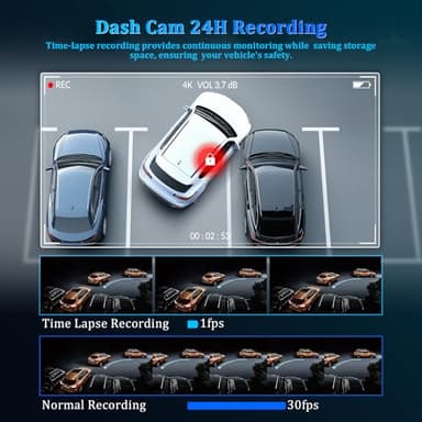 ANTFUTRE Dash Cam Front and Rear 4K HD 3-Channel Dash Cam with 64GB Card, Built-in WiFi GPS, Night Vision, Loop Recording, 24-Hour Parking Mode, G-Sensor and 3.4-inch IPS Screen (MXC-852-1) - Image 8