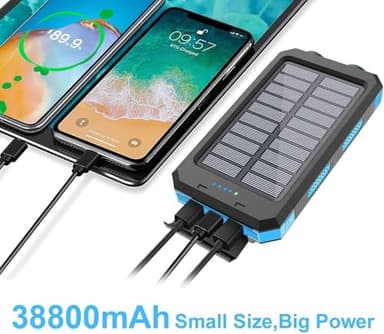 Solar Charger Power Bank, 38800mAh Portable Charger Fast Charger Dual USB Port Built-in Led Flashlight and Compass for All Cell Phone and Electronic Devices - Image 2
