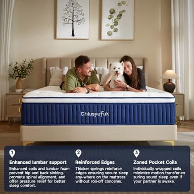 Chiusyufuk Twin Mattress,10 inch Twin Size Mattress,Hybrid mattresses,Single,Gel Memory Foam Individually Wrapped Pocket Coils Innerspring Pressure Relief,Soft,CertiPUR-US Certified,Fiberglass-Free, - Image 2