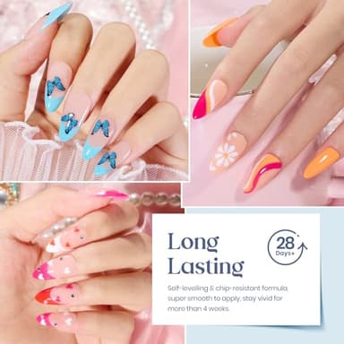 Beetles Fall Gel Nail Polish Set - 20 Pcs Neon Nail Gel Polish Set Soak Off Uv LED Gold Sliver Glitter Nail Polish Kit Blue Pink Black White Uv for Nail Art Salon Gift for Women - Image 4