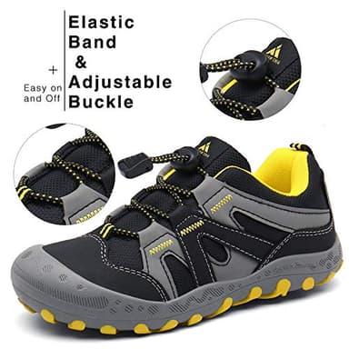 Mishansha Kids Hiking Shoes Girls Boys Toddler Outdoor Sneakers Anti-Collision Trail Running Shoe for Trekking Walking Climbing Black Size 4 Big Kid - Image 5