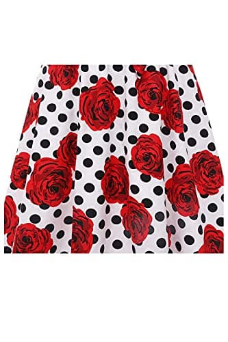 Topdress Women's Vintage Polka Audrey Dress 1950s Halter Retro Cocktail Dress White Dot/Rose M - Image 7