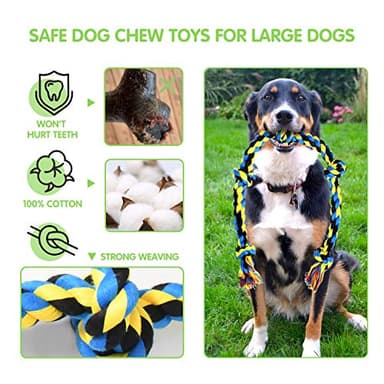 Large Tough Chew Toys for Aggressive Chewers Large Breed,Heavy Duty Dental Rope Toys Kit for Medium Dogs,5 Knots Indestructible Cotton Puppy Teething Chew Tug Toy Set of 9 - Image 2