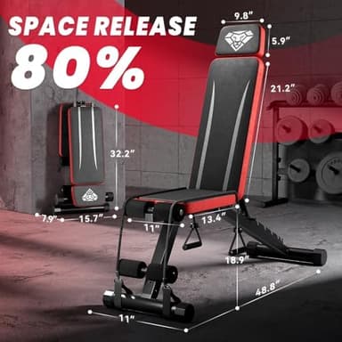 Adjustable Weight Bench, Workout Bench with Adjustable Headrest for Full Body Workout, Fast Folding 660LBS Stable Weight Bench for Men Women Versatile Workouts and Workout Bench for Home Gym (Black - Image 5
