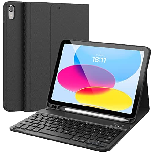 CHESONA Keyboard Case for iPad (A16) 11th/10th Generation (2025/2022), Detachable Wireless Keyboard, Stand Folio Keyboard Cover with Pencil Holder, Thin & Light (Black) - Image 1