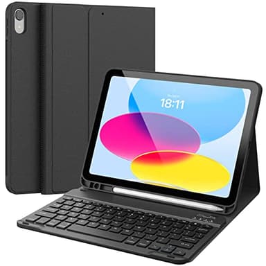 CHESONA Keyboard Case for iPad (A16) 11th/10th Generation (2025/2022), Detachable Wireless Keyboard, Stand Folio Keyboard Cover with Pencil Holder, Thin & Light (Black) - Image 1