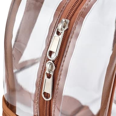 Busiuw Clear Backpack for Stadium Events 12x12x6 with Front Pocket for Concert Sport Fashion Women Backpack Events Work Travel(Coffee brown) - Image 6