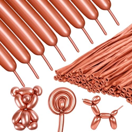 ZBYDNG Metallic Rose Gold Long Balloons Premium 260 Twisting Animals Magic Balloons for Birthday Kids Wedding Party Supply 100pcs - Image 1