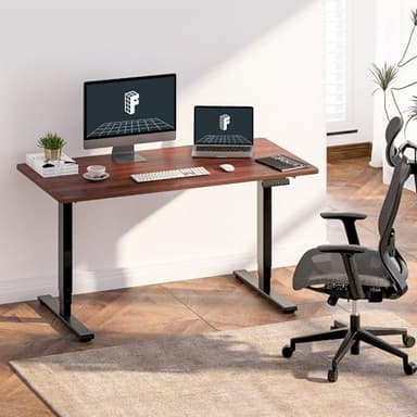 FLEXISPOT E6 Essential 3 Stages Dual Motor Electric Standing Desk 48x24 Inch Whole-Piece Board Height Adjustable Desk Electric Sit Stand Desk(Black Frame + Mahogany Desktop, 2 Packages) - Image 2