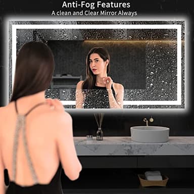 LOAAO 72X36 LED Bathroom Mirror with Lights, Anti-Fog, Dimmable, Backlit + Front Lit, Lighted Bathroom Vanity Mirror for Wall, Memory Function, Tempered Glass, ETL Listed - Image 2