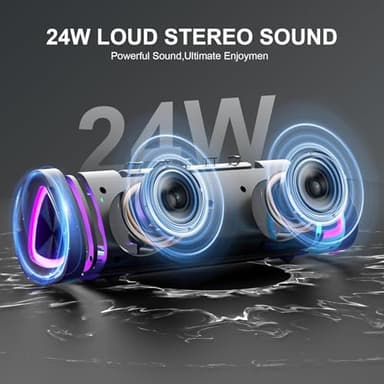 aowoka Bluetooth Speaker, 2025 Portable Wireless Speakers with Led Light, Bluetooth 5.4, 24H Playtime, Enhanced Bass, IPX7 Waterproof, Outdoor Speaker for Travel, Sport, Party, Biking. - Image 3