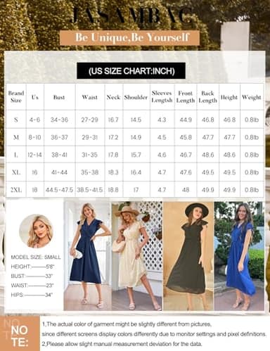 JASAMBAC Women's Flowy Casual Mini Dresses 2025 Summer Smocked V Neck Flutter Sleeve Ruffle High Low Petite Dress Wedding Guest Light Pink - Image 6