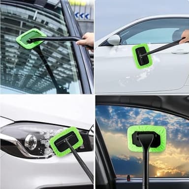desin Car Windshield Cleaning Tool, Windshield Cleaner with 5 Washable and Reusable Microfiber Pads and Extendable Handle, for Auto Glass Wiper (Green - Image 8