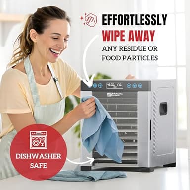 Magic Mill Pro Food Dehydrator Machine | 10 Stainless Steel Trays | Dryer for Jerky, Dog Treats, Herb, Meat, Beef, Fruit | Keep Warm Function, Digital Timer and Temperature Control, ETL Approved - Image 7