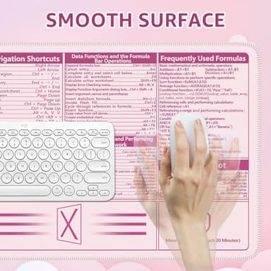 iCasso Excel Cheat Sheet Desk Pad,Excel Mouse Pad Shortcuts,Excel Shortcuts Cheat Sheet Keyboard Mat, Extended Large XXL Non-Slip Mousepad with Stitched Edges for Computer(Pink Excel Shortcuts) - Image 8