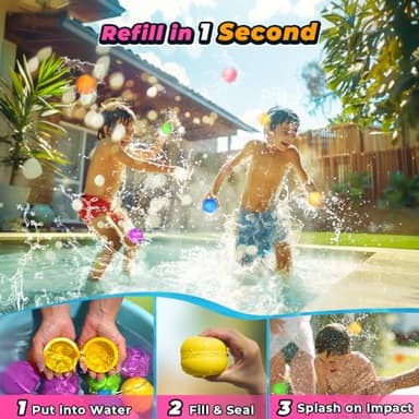 12Pcs Reusable Water Balloons, Pool Toys for Boys and Girls, Beach Outdoor Activities Water Toys for Kids Ages 3-12, Summer Water Toy for Boys and Girls - Image 6