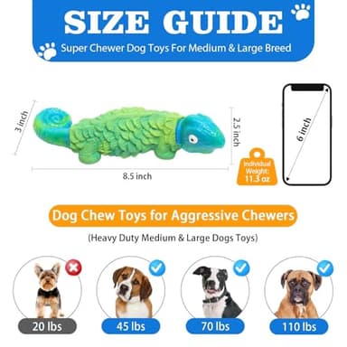 Ankinghor Durable Dog Toys for Aggressive Chewers, Indestructible Dog Toys for Large Dogs, Tough Chew Toys for Small Medium Large Breed to Keep Them Busy (Strong Beef Flavored Lizard) - Image 2