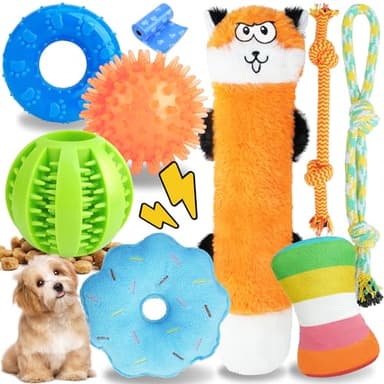 PatsFran Puppy Toys for Teething, 9 Pack Interactive Dog Toys for Small Dogs, Puppy Chew Toys for Boredom with Rope Toys, Treat Ball and Cute Squeaky Toys - Image 1