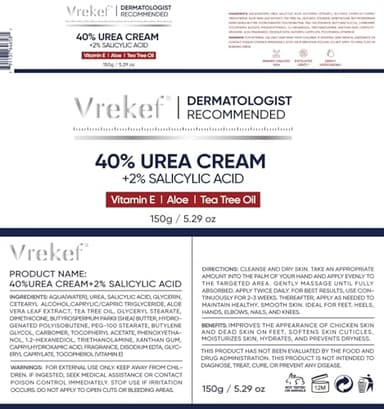 VREKEF Urea Cream 40 Percent for Feet Maximum Strength, Urea Cream 40% Plus Salicylic Acid 2%, Foot & Hand Cream for Dry Cracked - Image 8