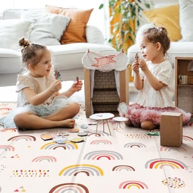 XL Baby Play Mat, 79" X 71" Extra Large Play Mat, Baby Mats for Floor, Waterproof, Anti-Slip Baby Crawling Mat, Soft Foam Mat for Babies and Toddlers, Reversible & Portable Rainbow and Star Pattern - Image 5