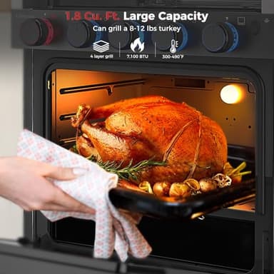 CAMPLUX Elite RV Stove Propane Range 21 Inches, 1.8 Cu.ft. Propane Oven with 3 Burners Cooktop, RV Gas Oven Stove Combo 28,100 BTU/Hr, Black, RGP21MGB - Image 3