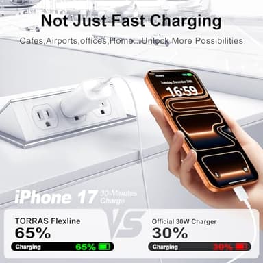 iPhone 17 16 15 Charger Fast Charging,30W USB C iPhone 17 16 15 Pro Max Charger Block & 10FT Long Type C Cable Cord for iPhone 17/17 Air/17 Pro/17 Pro Max/16/16 Pro/16 Pro Max/15/15 Pro Max,White - Image 3