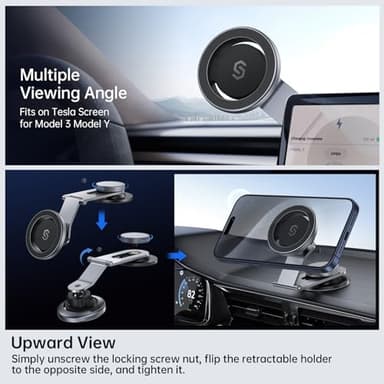 SYNCWIRE Fits MagSafe Car Mount for Universal Dashboard, Tesla Screen, Magnetic Phone Holder for Car, Foldable Aluminum Alloy Arm, Super Stable Car Mount for iPhone 16 Pro Max 15 14 13 12&All Phones - Image 3