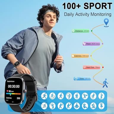 Smart Watch(Answer/Make Call), 1.91" Smartwatch for Men Women, NEW Fitness Watch with 110+ Sport Modes, Fitness Activity Tracke with Pedometer/Sleep Monitor/Heart Rate/IP68 Waterproof, for Android iOS - Image 5