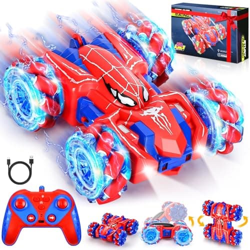Beiqiden Spider Remote Control Car for Boys 4-6,360° Rotating Double-Sided Rechargeable RC Stunt Cars with Cool Headlights,2.4Ghz 4WD Off-Road Racing Cars for Kids Age 4 5 6 7 8 9 10 11 12 (Red1) - Image 1