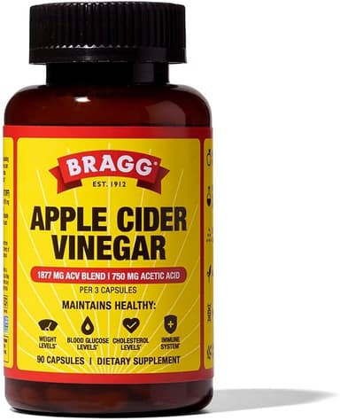 Bragg Apple Cider Vinegar Capsules with Vitamin D and Zinc - 90 Capsules - Supports The Immune System - Image 1