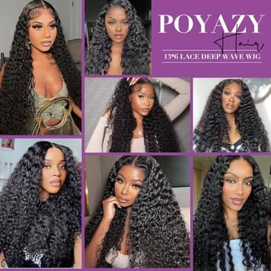 utodoo 28 Inch Deep Wave Lace Front Wigs Human Hair 13x6 Curly HD Transparent Lace Wigs Human Hair 210% Density Pre Plucked with Baby Hair - Image 6