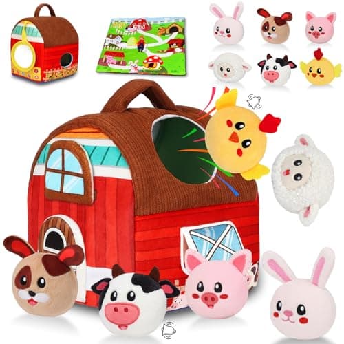 Baby Toys 6-12 Months - Soft Barn Toy with Stuffed Farm Animals, Rattle - Montessori Toys for Babies 6-12 Months Sensory Infant Toy for Toddlers 1-3 Year Old Boys Girls Baby Birthday Gifts - Image 1