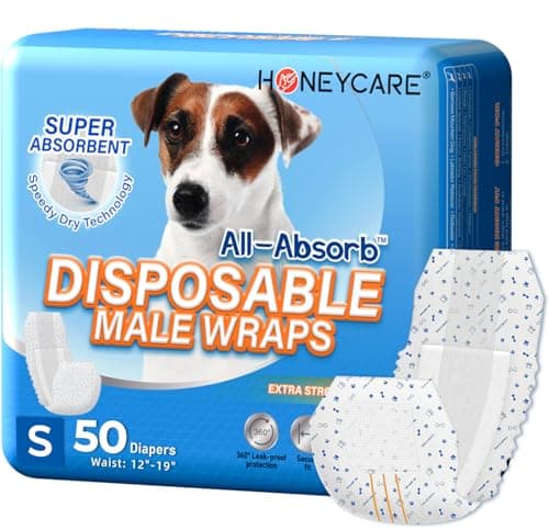 HONEY CARE All-Absorb A26 Male Dog Wrap, 50 Count, Small - Image 1