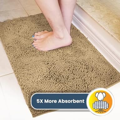 Muddy Mat® 2-Piece Beige Medium 30"X19" AS-SEEN-ON-TV Highly Absorbent Microfiber Door Mat, Bath Mat and Pet Rug, Non slip Thick Washable, Soft Chenille for Kitchen Bathroom Bedroom Indoor and Outdoor - Image 5
