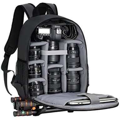 TARION Camera Backpack Bag Small - Professional DSLR Camera Bag Photography Backpack with 13“ Laptop Compartment & Waterproof Rain Cover & Tripod Holder for Photographers (Black TB-S) - Image 9