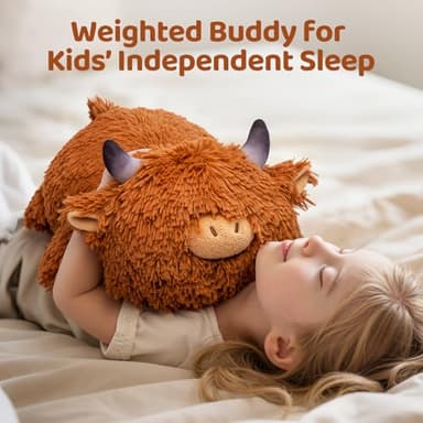 Mewaii 4 Lbs Weighted Stuffed Animals - Heavy Belly & Limbs, 23" Highland Cow Plush for a Realistic Hug, Super Soft Fluffy Plush Toy for Kids and Adults - Image 5