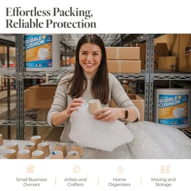 Bubble cusion for Packing & Moving - 12" Width X 175 FT - Bubble cusion for Moving, Extra Protection for Shipping, Packaging Boxes & Mailers, Perforated Every 12 IN, Clear Cushioning Wrap - Image 3