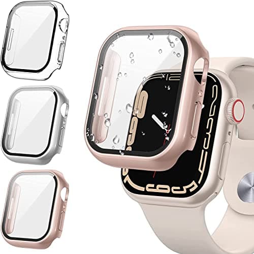 Tensea [3PCS for Apple Watch Screen Protector Case 41mm Series 9/8/7 Accessories, iWatch Protective Face Cover for Women Men, Tempered Glass Film Hard Bumper for iPhone Watch 41 mm - Image 1