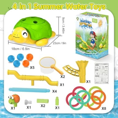 4-in-1 Turtle Water Sprinkler for Kids Summer Toys, Outdoor Toys for Toddlers, Kids Sprinkler Water Toys, Backyard Games for Summer Fun, Backyard Games Splash Water Toys Gifts for Boys Girls Dogs - Image 6