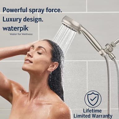 Waterpik High Pressure Hand Held Shower Head With Hose, PowerPulse Massage 7-Mode, Brushed Nickel XPB-769ME - Image 2
