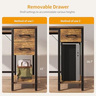 CubiCubi Computer Desk with 2 Drawers, 40 Inch Small Home Office Desk Study Writing Table, Rustic Brown - Image 5