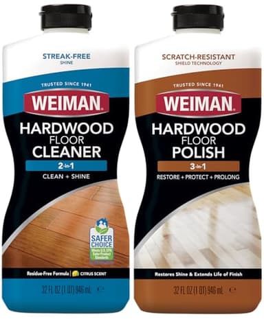 Weiman Hardwood Floor Cleaner and Polish Restorer Combo - 2 Pack - High-Traffic Hardwood Floor, Natural Shine, Removes Scratches, Leaves Protective Layer - Image 1