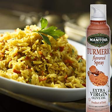 Mantova Turmeric Flavored Extra Virgin Olive Oil Spray, heart-healthy cooking spray perfect for salads, pasta sauces, 100% natural cooking oil made in Italy, olive oil dispenser bottle sprays, drips, or streams with no waste, 8 oz - Image 4