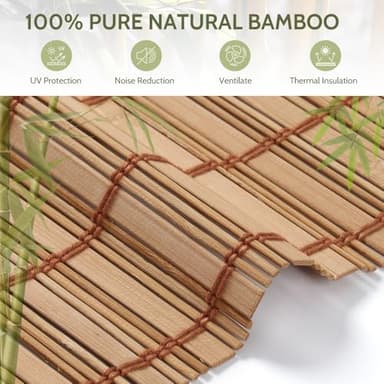 Kokorona Cordless Sheer Bamboo Roman Shades with Valance, Light Filtering Woven Bamboo Blinds for Windows, Natural Window Blinds Roll Up Shades for Home & Patio, 34" W x 64" H, Light Russet - Image 2