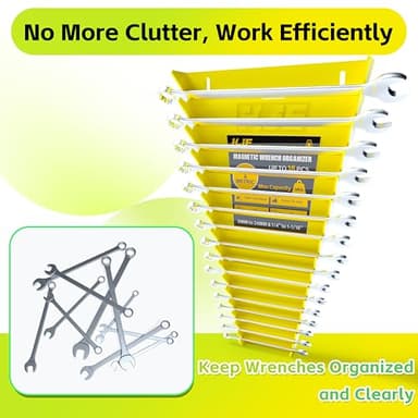 KJE 4Pack Magnetic Wrench Organizer, 64-Slot Wrench Rack Tool Trays, Magnetic Wrench Set Holder SAE(1/4" - 1-1/16") and Metric(6MM-24MM) - Image 6