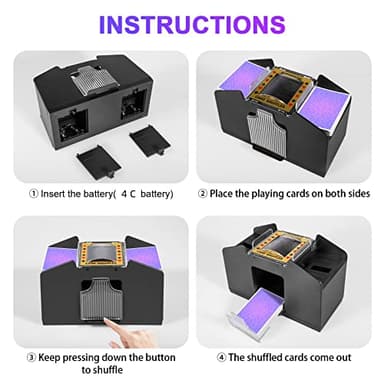 FEIERYA Automatic Card Shuffler 4 Deck,Battery-Operated Electric UNO Poker Shuffler,Playing Card Shuffler for Home Card Game,Travel - Image 4